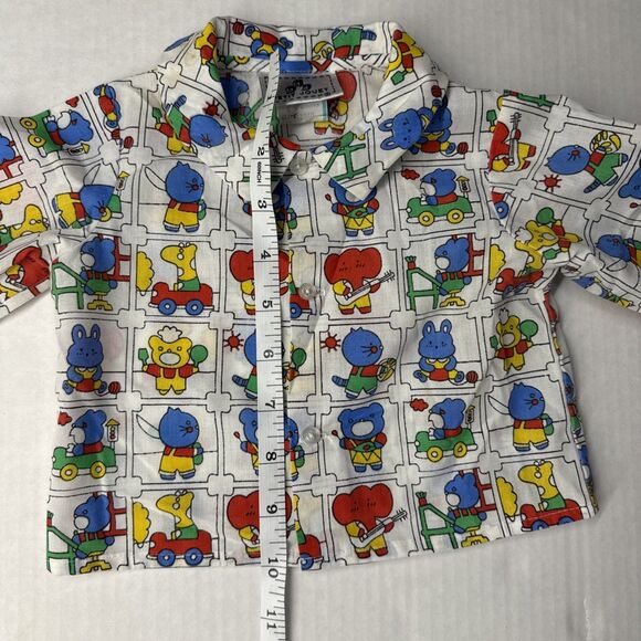 Vintage Petit Jouet Overalls Red Corduroy Animals Boy Girl Set 2 Piece 6-9 Mo - Picture 10 of 14